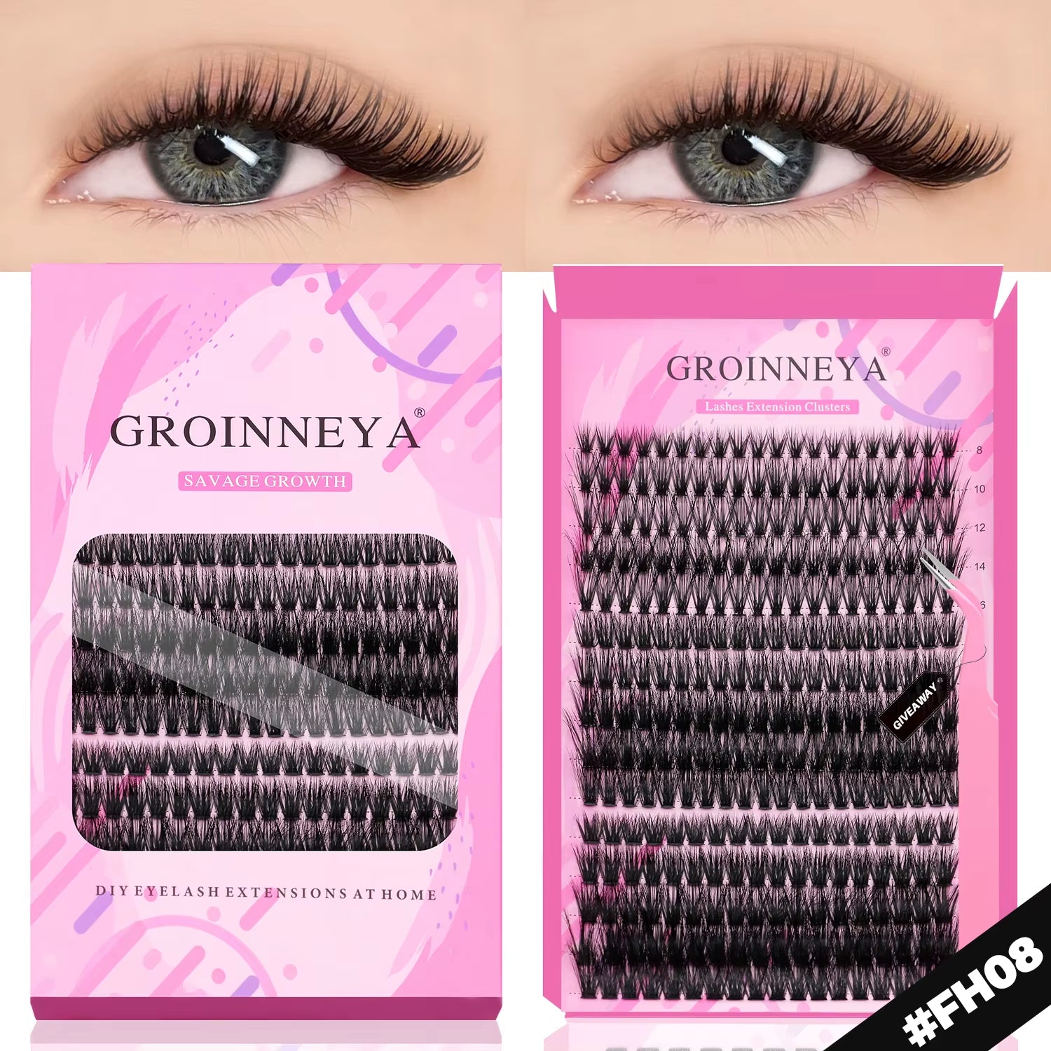 DIY Lashes Extension Kit Individual Lashes Clusters Faux Mink Eyelash Extension Mix Set with Lash Bond and Seal Makeup