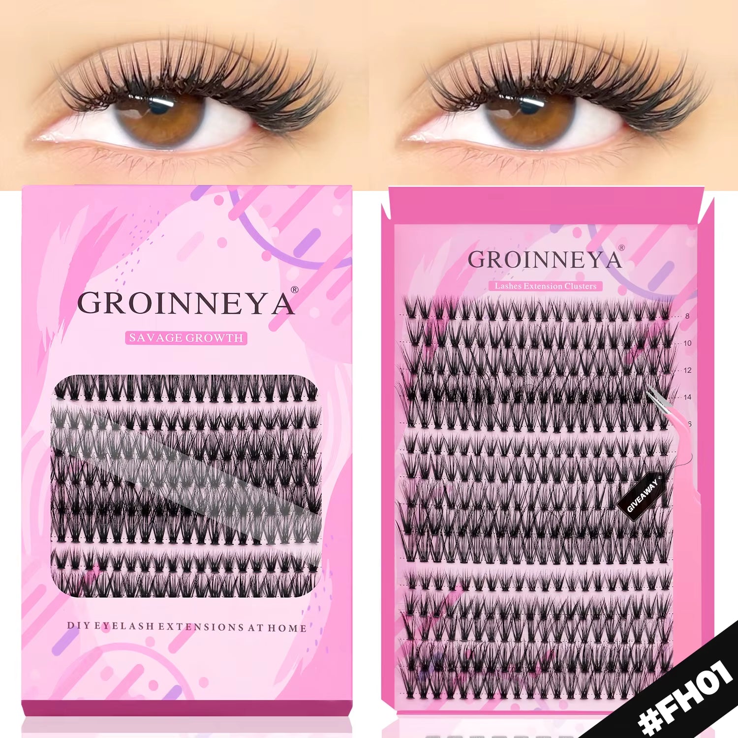 DIY Lashes Extension Kit Individual Lashes Clusters Faux Mink Eyelash Extension Mix Set with Lash Bond and Seal Makeup
